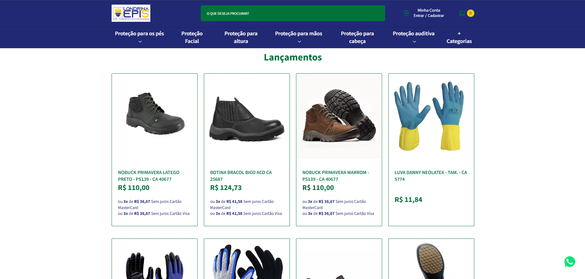 E-commerce Londrina EPIs - Homepage